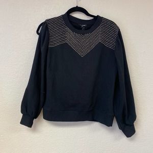 nwt Love Sam Crew Neck Beaded Long Sleeve Sweater Black Size Small